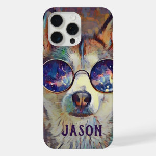 Coque iPhone 15 Pro Max Chien Husky Cool en Lunettes de Soleil Personnalis