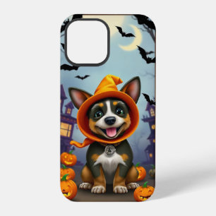 Coque iPhone 12 Pro Chien joyeux en capuche d'Halloween Joie