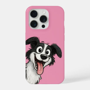 Coque iPhone 15 Pro Chien mignon en rose 
