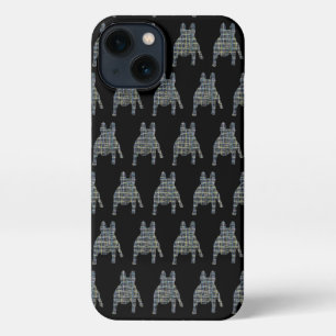 Etui iPhone 13 Chien mignon Français Grille Silhouette Chien Noir