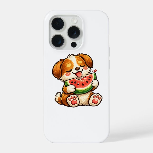 Coque iPhone Chien mignon pastèque (Verso)