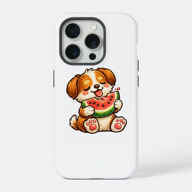Coque iPhone Chien mignon pastèque (Verso)