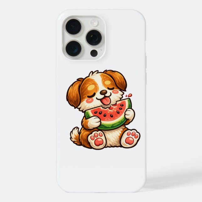 Coque iPhone Chien mignon pastèque (Verso)