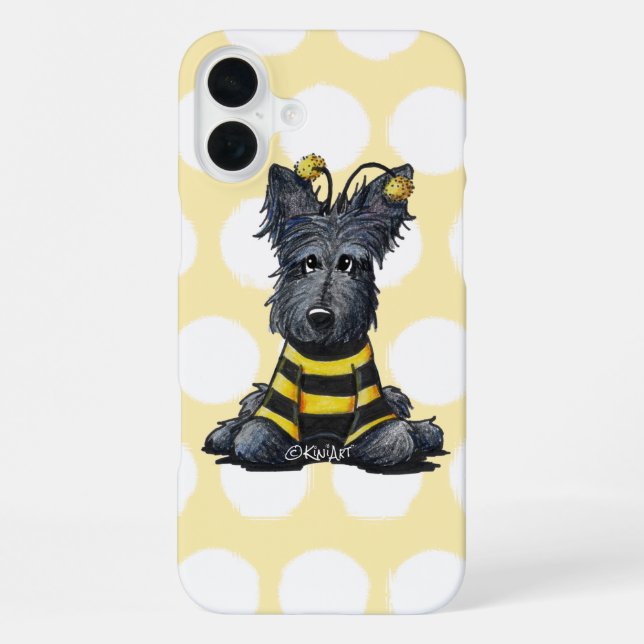 Coque iPhone Chien Scottie Abeille KiniArt (Verso)