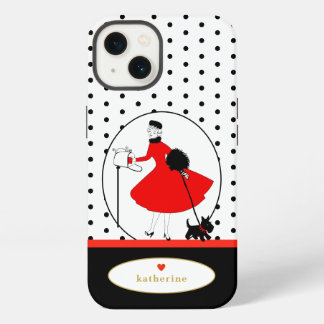 Etui iPhone 13 Chien Scottie Dame Stylée Rétro Vintage