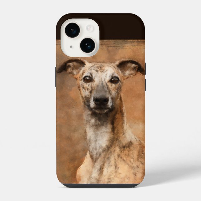 Coque iPhone Chien Whippet Bringé (Verso)