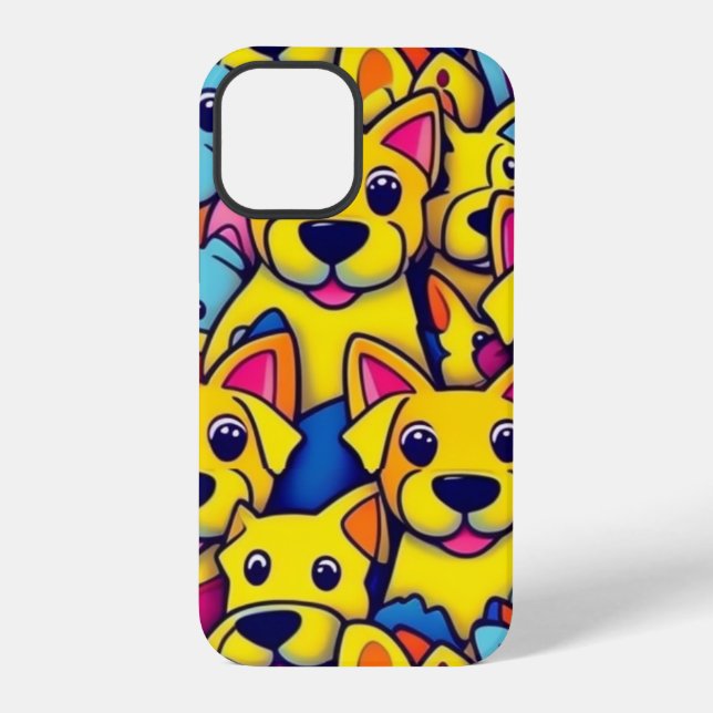 Coque iPhone Chiens colorés mignons chiens heureux (Verso)