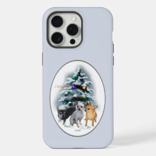 Coque iPhone 15 Pro Max Chihuahua Cute Bleu Fêtes de Noël