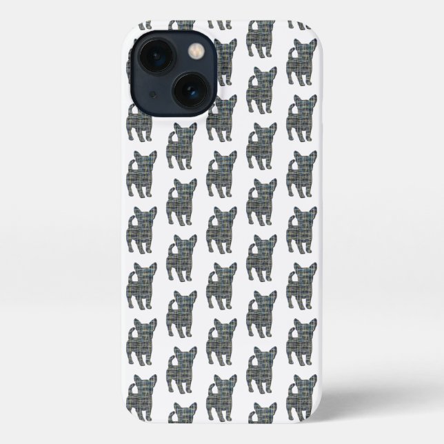 Coque iPhone Chihuahua Cute Chien Grille Silhouette Blanc (Verso)