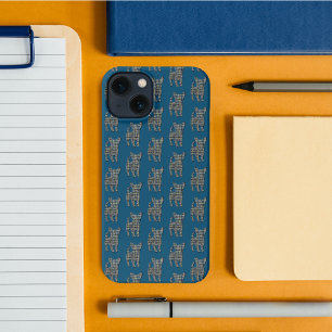 Etui iPhone 13 Chihuahua Cute Chien Silhouette Grille Bleu