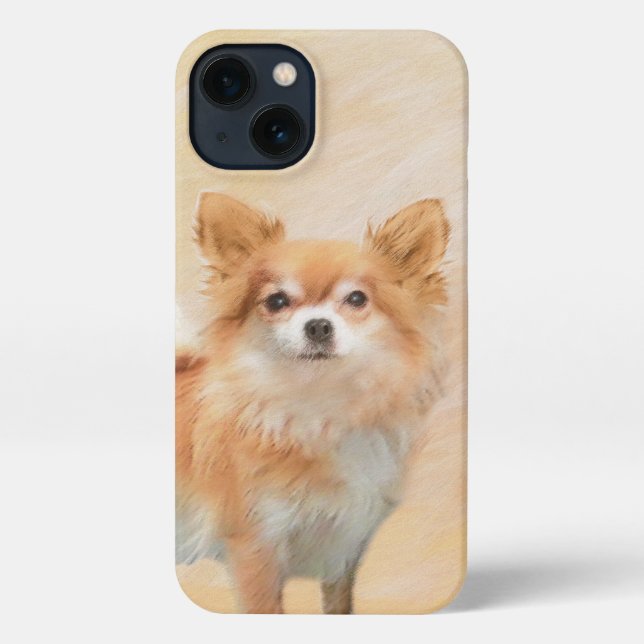 Coque iPhone Chihuahua Peinture de Chien à long Haired Art orig (Verso)