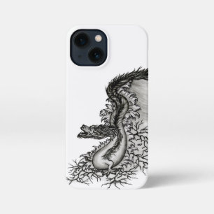 Etui iPhone 13 Mini Chine Dragon, noir et blanc Design en Tattoostyl
