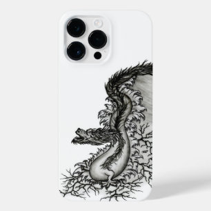 Coque Pour Pour iPhone 14 Pro Max Chine Dragon, noir et blanc Design en Tattoostyl