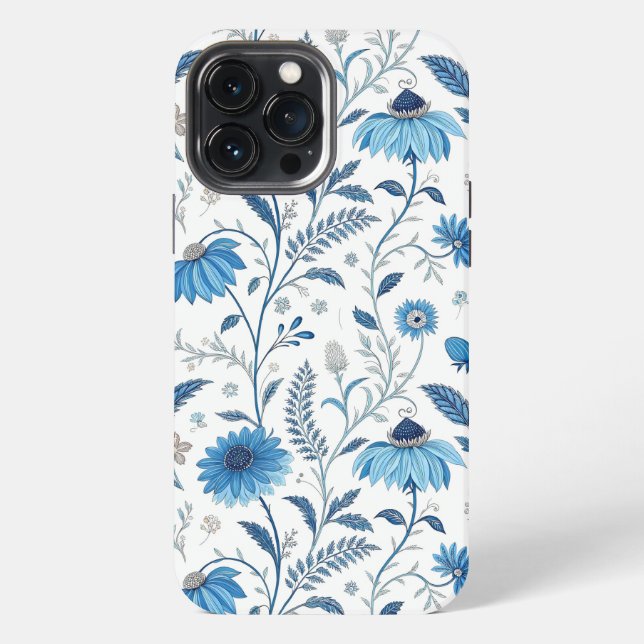 Coque iPhone Chinoiserie Blue Echinacea Pattern (Verso)