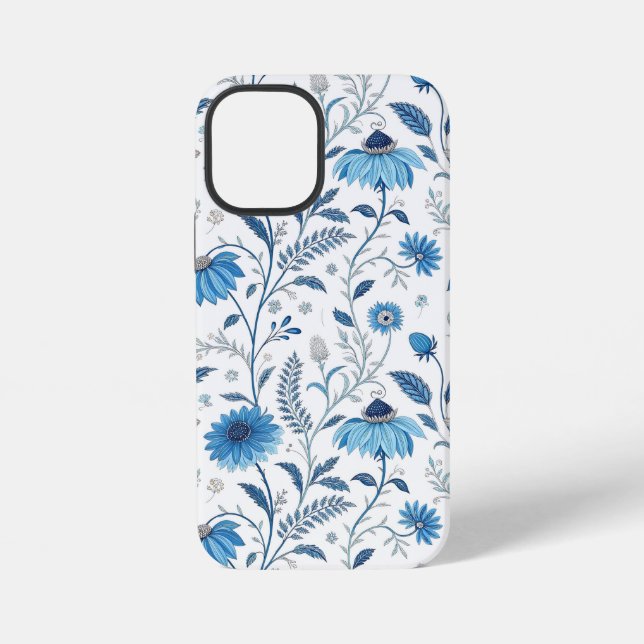 Coque iPhone Chinoiserie Blue Echinacea Pattern (Verso)