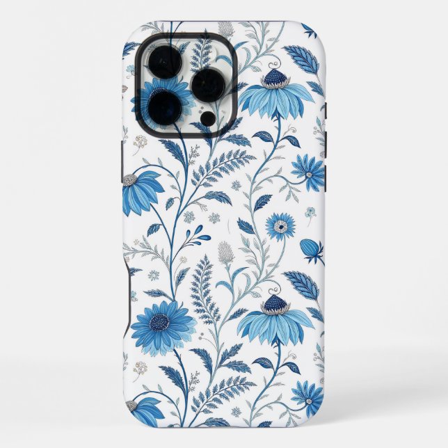 Coque iPhone Chinoiserie Blue Echinacea Pattern (Verso)