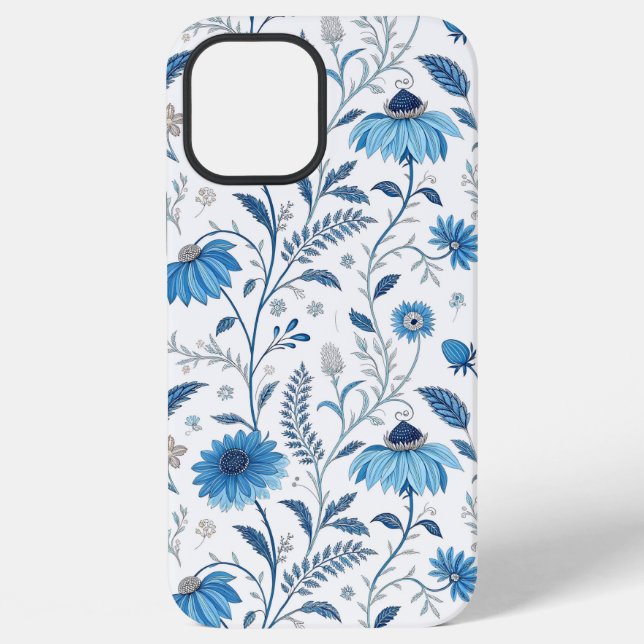Coque iPhone Chinoiserie Blue Echinacea Pattern (Verso)