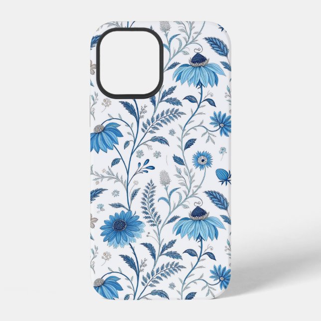 Coque iPhone Chinoiserie Blue Echinacea Pattern (Verso)