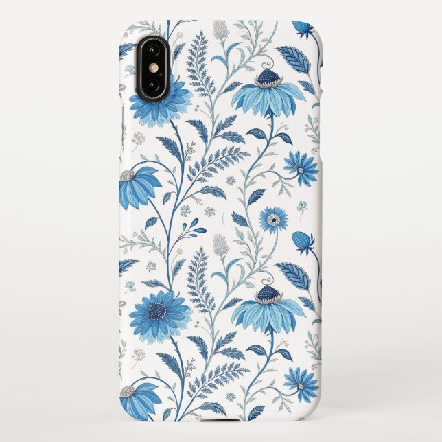 Coque iPhone Chinoiserie Blue Echinacea Pattern (Dos)