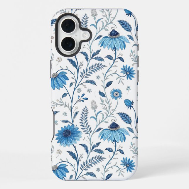 Coque iPhone Chinoiserie Blue Echinacea Pattern (Verso)