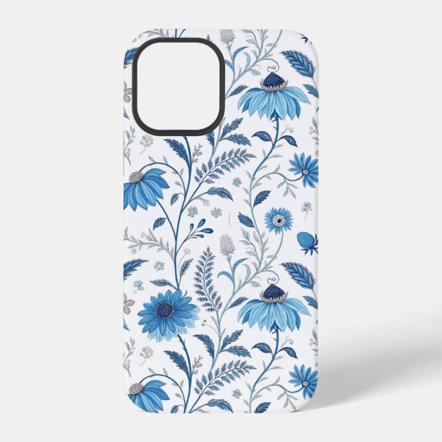 Coque iPhone Chinoiserie Blue Echinacea Pattern (Verso)