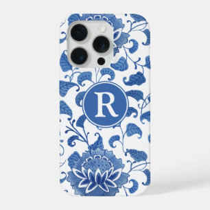 Coque iPhone 15 Pro Chinoiserie Chic Bleu Et Blanc Aquarelle