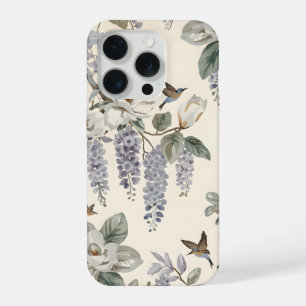 Coque iPhone 15 Pro Chinoiserie Élégante Fleurs et Oiseaux