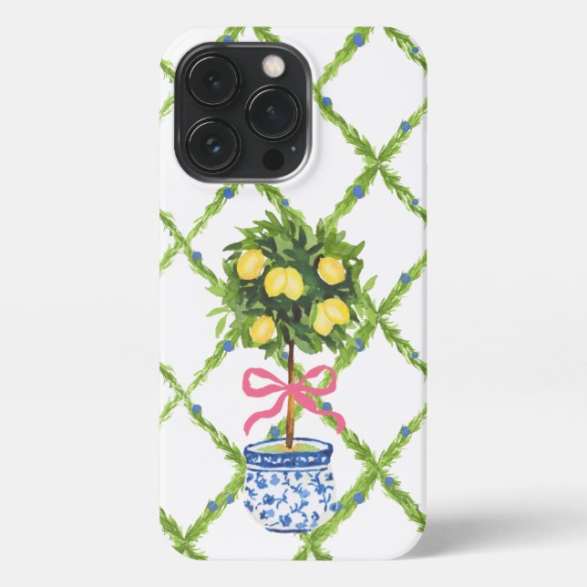 Coque iPhone Chinoiserie Lemon Topiary, Grand-millénaire (Verso)
