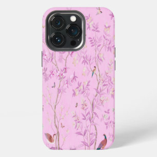 Etui iPhone 13 Pro Chinoiserie rose Oiseau Floral Élégant
