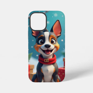Coque iPhone 12 Mini 🎄🐶 Chiot de Noël Cartoon Mignon Cozy Festif