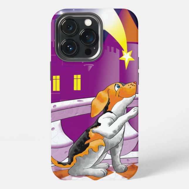 Coque iPhone chiot et télescope dans le château (Dos)