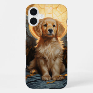 Coque iPhone 16 Plus chiot retriever doré Ange