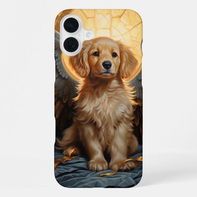 Coque iPhone chiot retriever doré Ange (Verso)