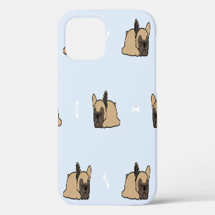 Coque iPhone 12 Chiots bouledogue français, joli motif de sommeil.