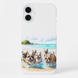Coque iPhone 16 Plus Chiots Bouledogues Français