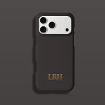 Coque iPhone 15 Pro Chocolate Honey Minimalist Initial Monogram<br><div class="desc">Elevate your everyday style with this Chocolate Honey iPhone case, where classic elegance meets modern minimalism. The serif three-letter monogram exudes timeless sophistication, while the subtle tone-on-tone design and vertical drop shadow add a sleek, contemporary edge. Deep chocolate, warm honey, and soft cream tones create a refined palette that feels...</div>
