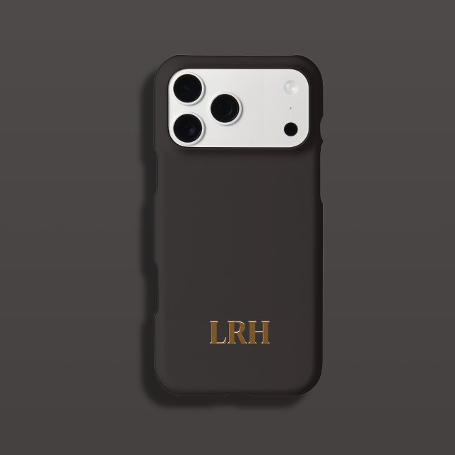 Coque iPhone Chocolate Honey Minimalist Initial Monogram  (Dark Brown Monogram Inital Phone Case
)