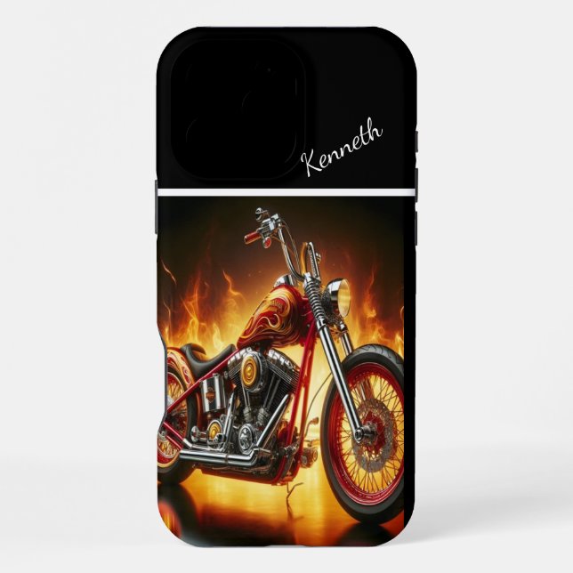 Coque iPhone Chopper peint à la flamme (Verso)