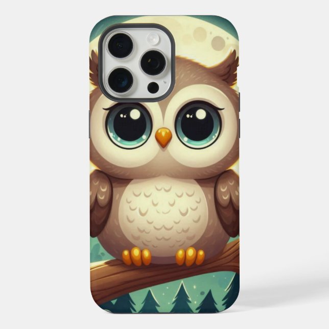 Coque iPhone Chouette bébé la nuit avec lune (Verso)