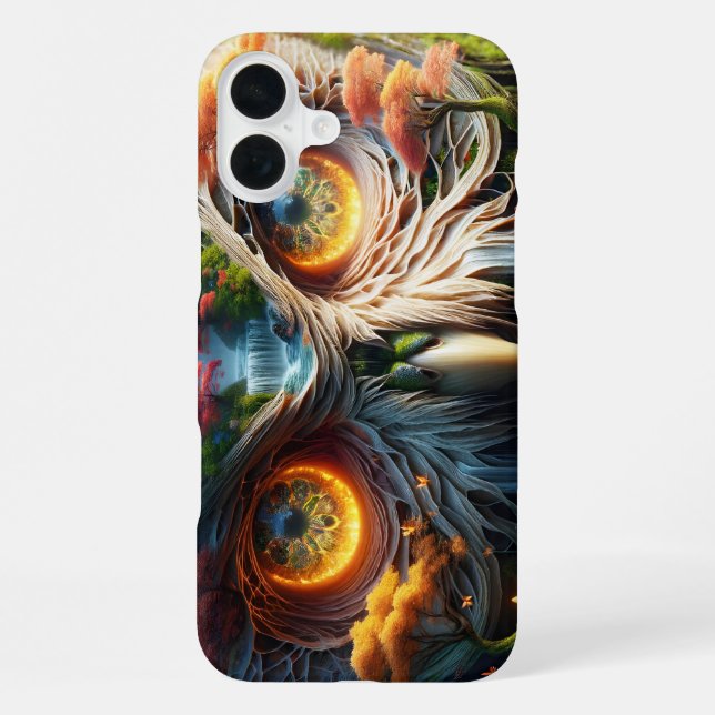 Coque iPhone Chouette d'Imaginaire, arbres à cascade (Verso)