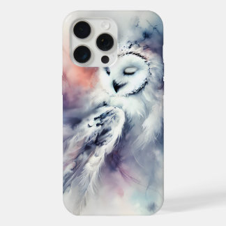 Coque iPhone 15 Pro Max Chouette effraie enchantée à l'aquarelle