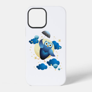 Coque iPhone 12 Chouette mignonne volant avec parapluie