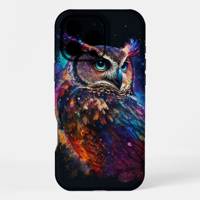 Coque iPhone Chouette spatiale colorée (Verso)