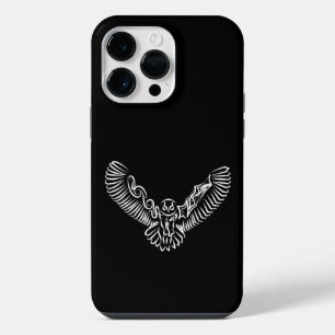 Coque Pour Pour iPhone 14 Pro Max Chouette Tribale Noir et Blanc en Vol