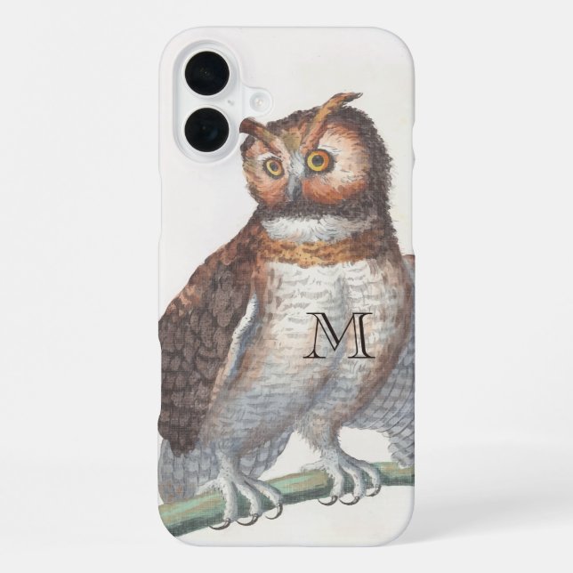 Coque iPhone Chouette vintage monogramme (Verso)