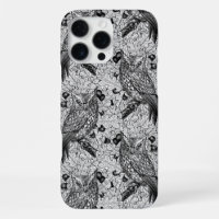 Chouettes dans le chêne, noir et blanc