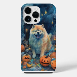 Coque Pour Pour iPhone 14 Pro Max Chow Chow Halloween avec citrouilles effrayant
