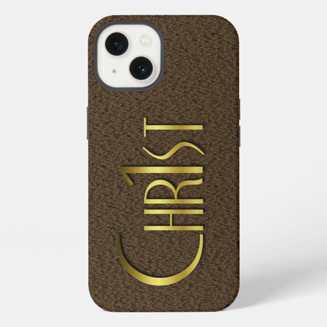 Coque iPhone Chr1st - Fond Marron (Verso)