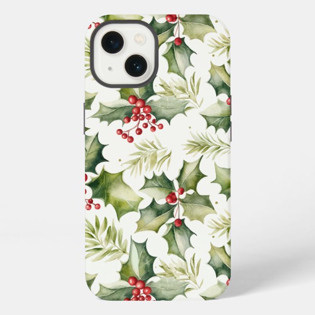 Coque iPhone Christmas Holly Berries (Verso)