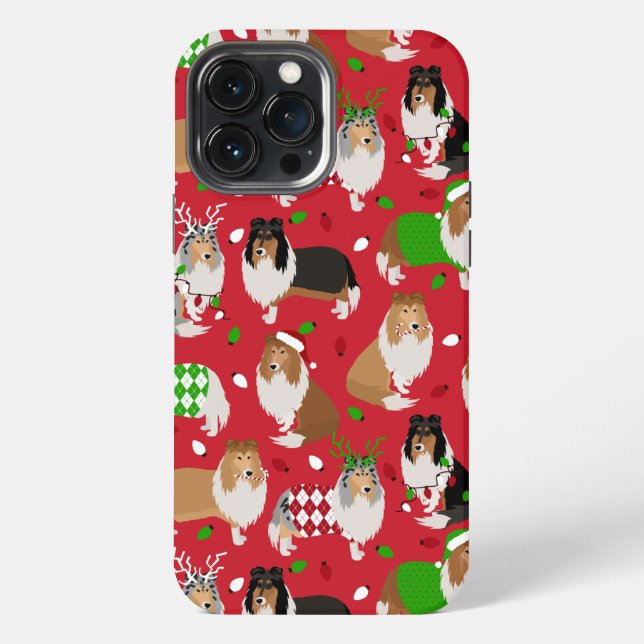 Coque iPhone Christmas Rough Collie (Verso)